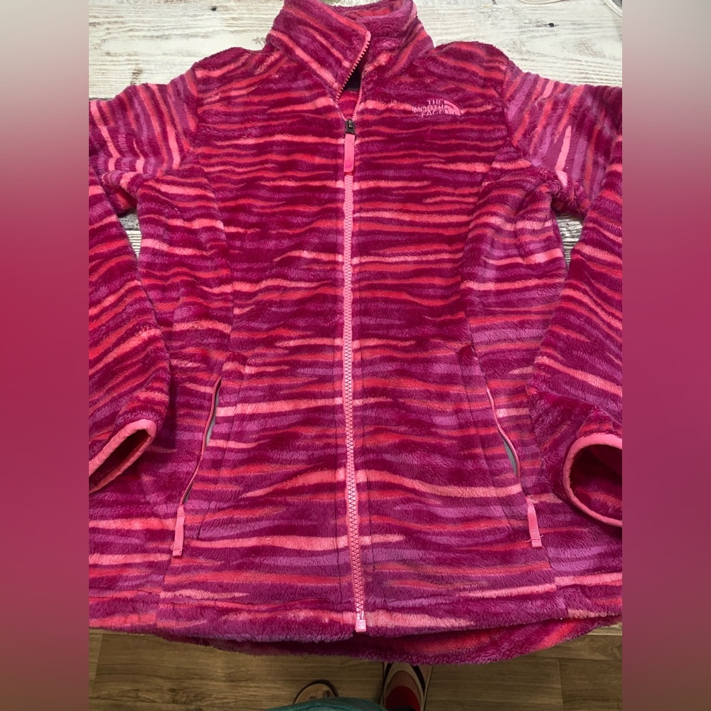 The North Face Kids Striped Pink Fleece Jacket